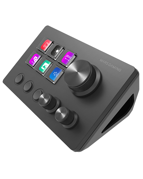 MSD-TWO, Control Deck Compacto, 6 Teclas LCD Personalizables + 3 Botones, 3 Ruedas Multifuncionales, Control Deck Slim Ergonómico, Software de Control y Plug-ins, Windows y MacOS, Negro