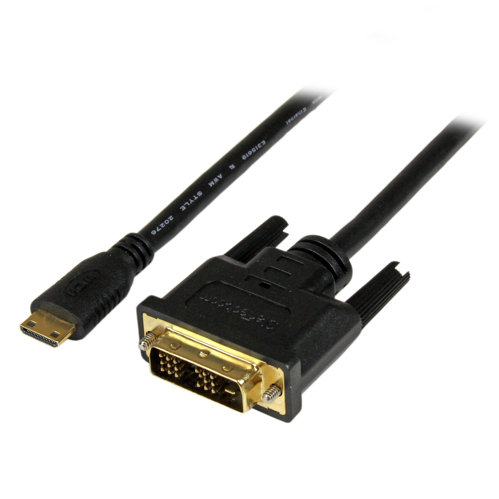 Cable de 2m Mini HDMI a DVI - Cable DVI-D a HDMI (1920x1200p) - Mini HDMI Macho de 19 Pines a DVI-D Macho - Cable Adaptador para Monitor Digital - Adaptador Mini HDMI a DVI