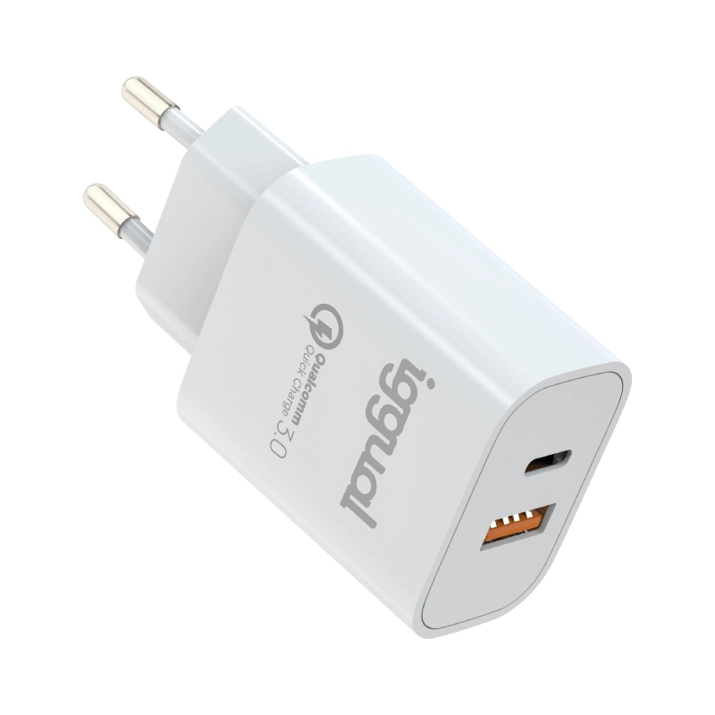 Cargador doble USB QC3.0 + tipo C PD 20W