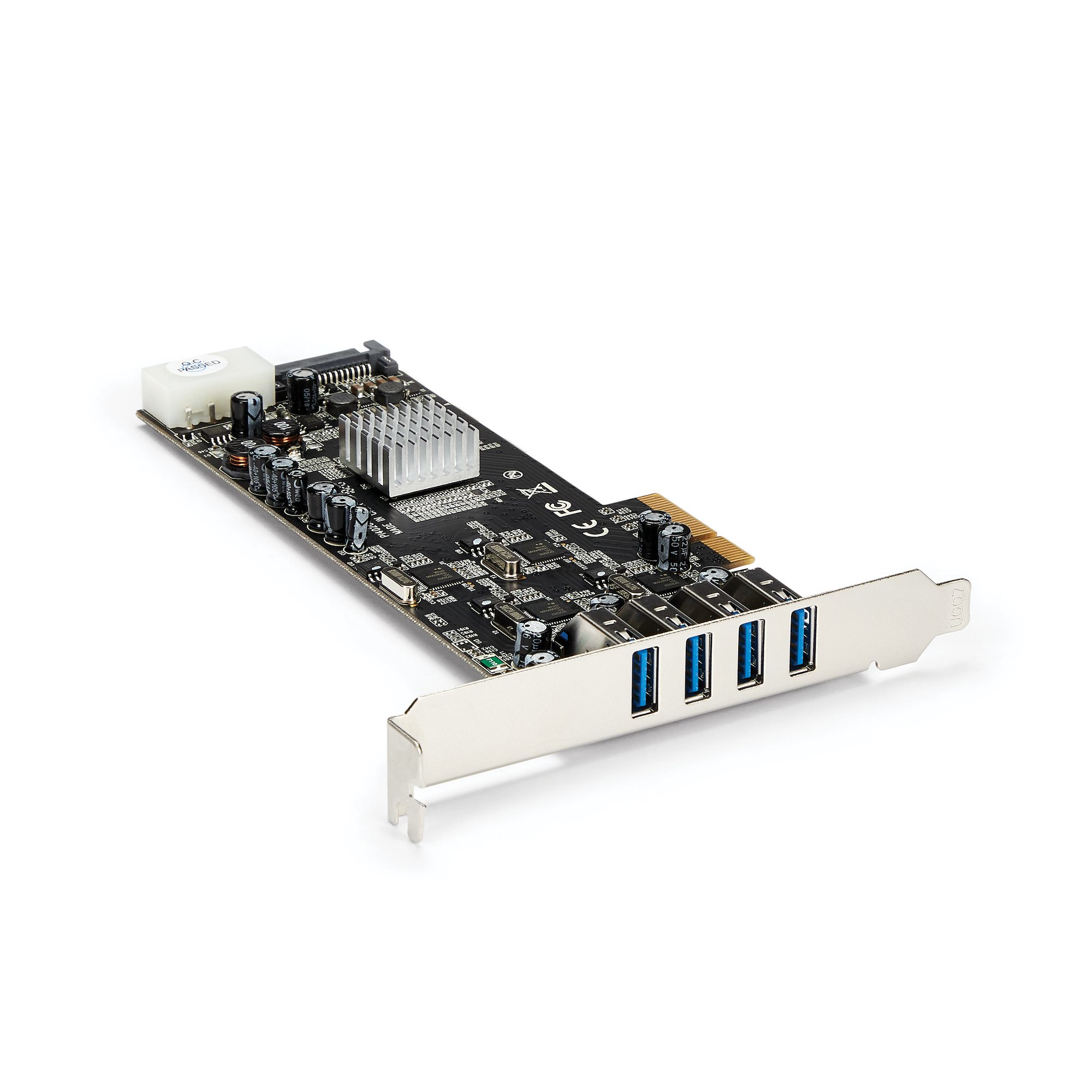Adaptador Tarjeta PCI Express PCI-E 4 Puertos USB 3.0 (5Gbps) UASP 2 Canales de 5Gbps con Alimentación Molex SATA