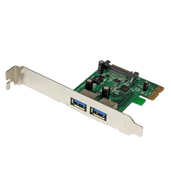 Tarjeta PCI Express de 2 Puertos USB 3.0 (5Gbps) SuperSpeed con UASP y Alimentación SATA - Adaptador Interno