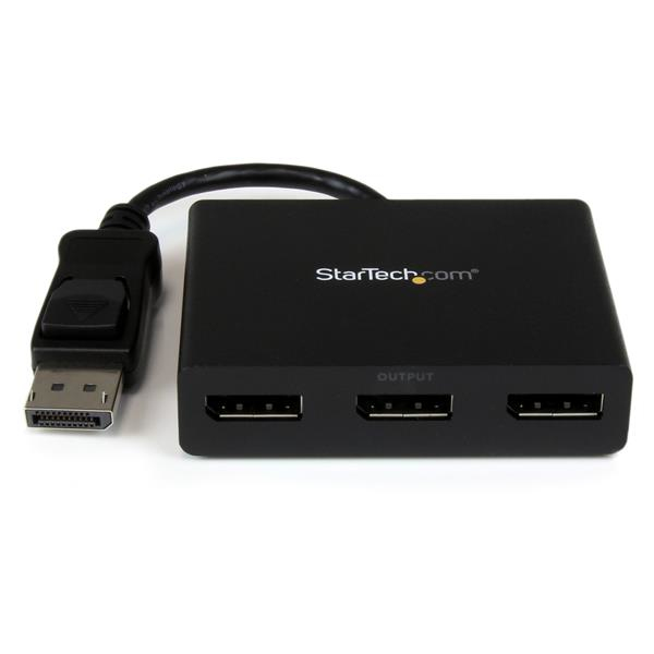 Hub MST de 3 Puertos DisplayPort 1.2 - Divisor Splitter DP de 3 Monitores - Adaptador DP a 2x DisplayPort 4K 30Hz 1x DisplayPort 1080 - Alimentado por USB - Windows Solamente