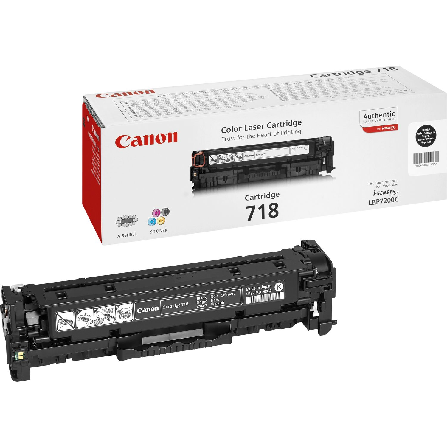 CRG-718 Bk cartucho de tóner 1 pieza(s) Original Negro