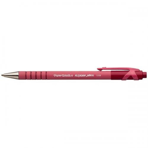 Flexgrip Ultra Rojo Bolígrafo de punta retráctil con pulsador Medio 12 pieza(s)