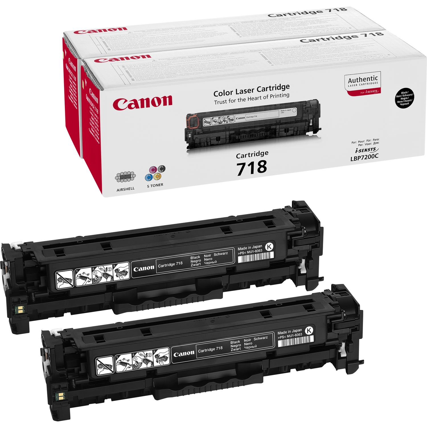 CRG-718 Bk VP cartucho de tóner 2 pieza(s) Original Negro