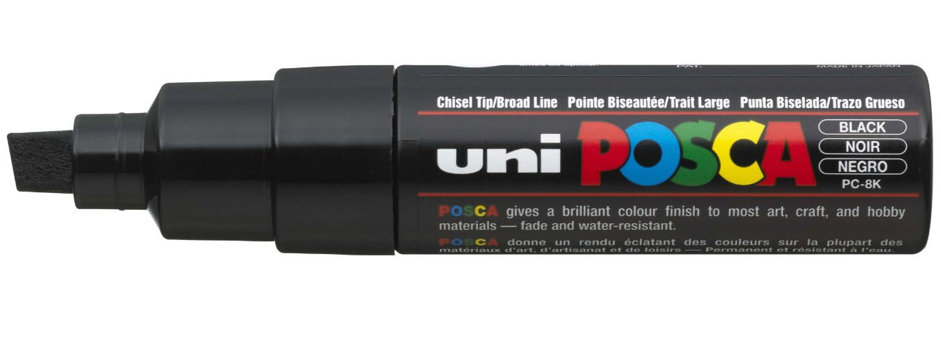 Posca PC-8K marcador 1 pieza(s) Punta de cincel Negro 148932000