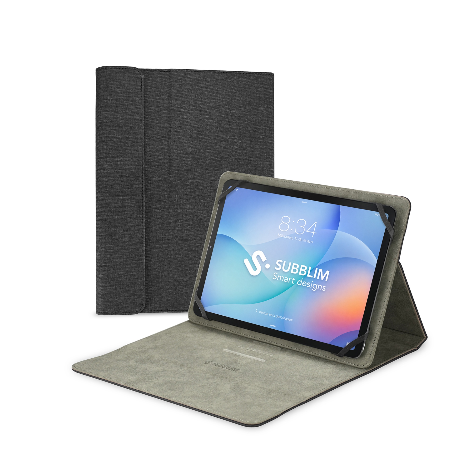Funda Tablet Universal Clever Stand Tablet Case Negro 11" Cierre Magnético