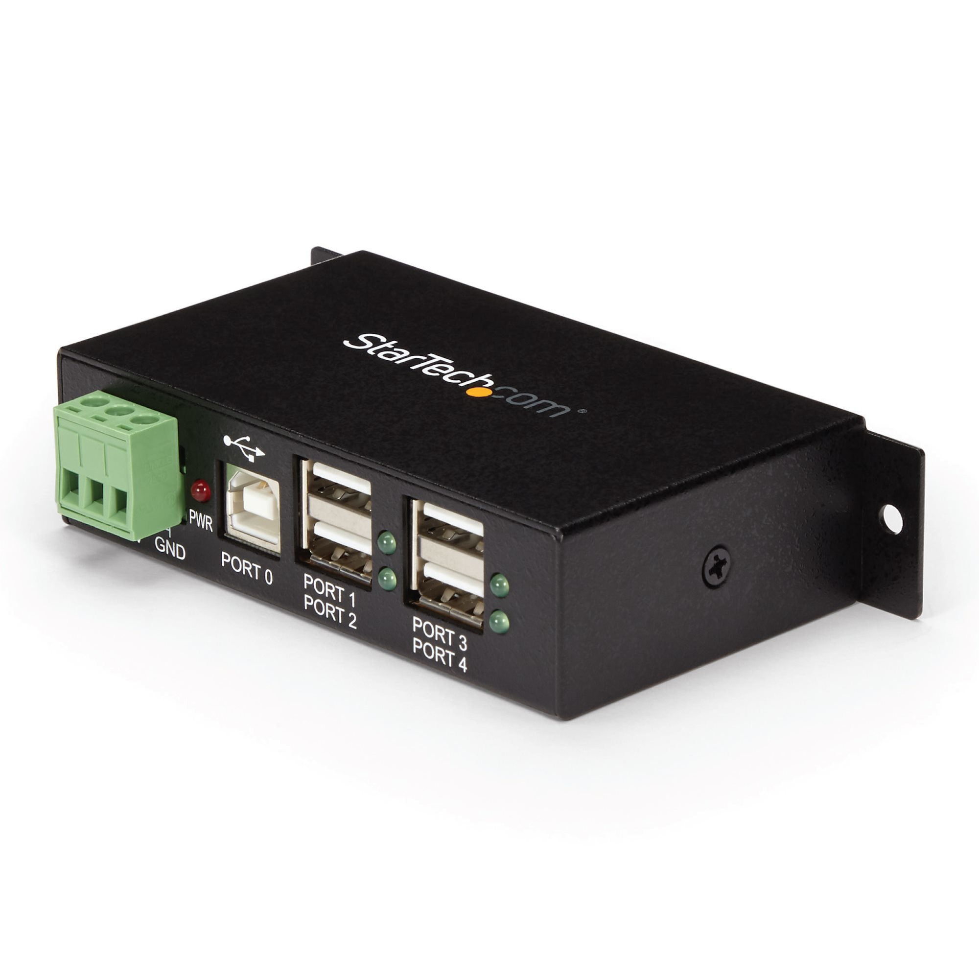 Hub Concentrador USB 2.0 de 4 Puertos - Ladrón USB-A Industrial de Metal - de Montaje en Carril DIN, Pared o Escritorio - Hub USB de Expansión TAA