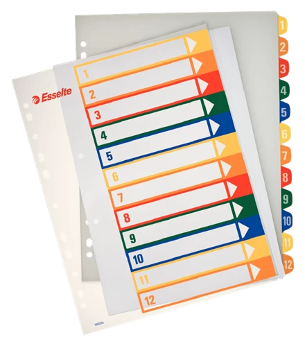 100214 lengüeta de índice Separador numérico con pestaña Polipropileno (PP) Multicolor