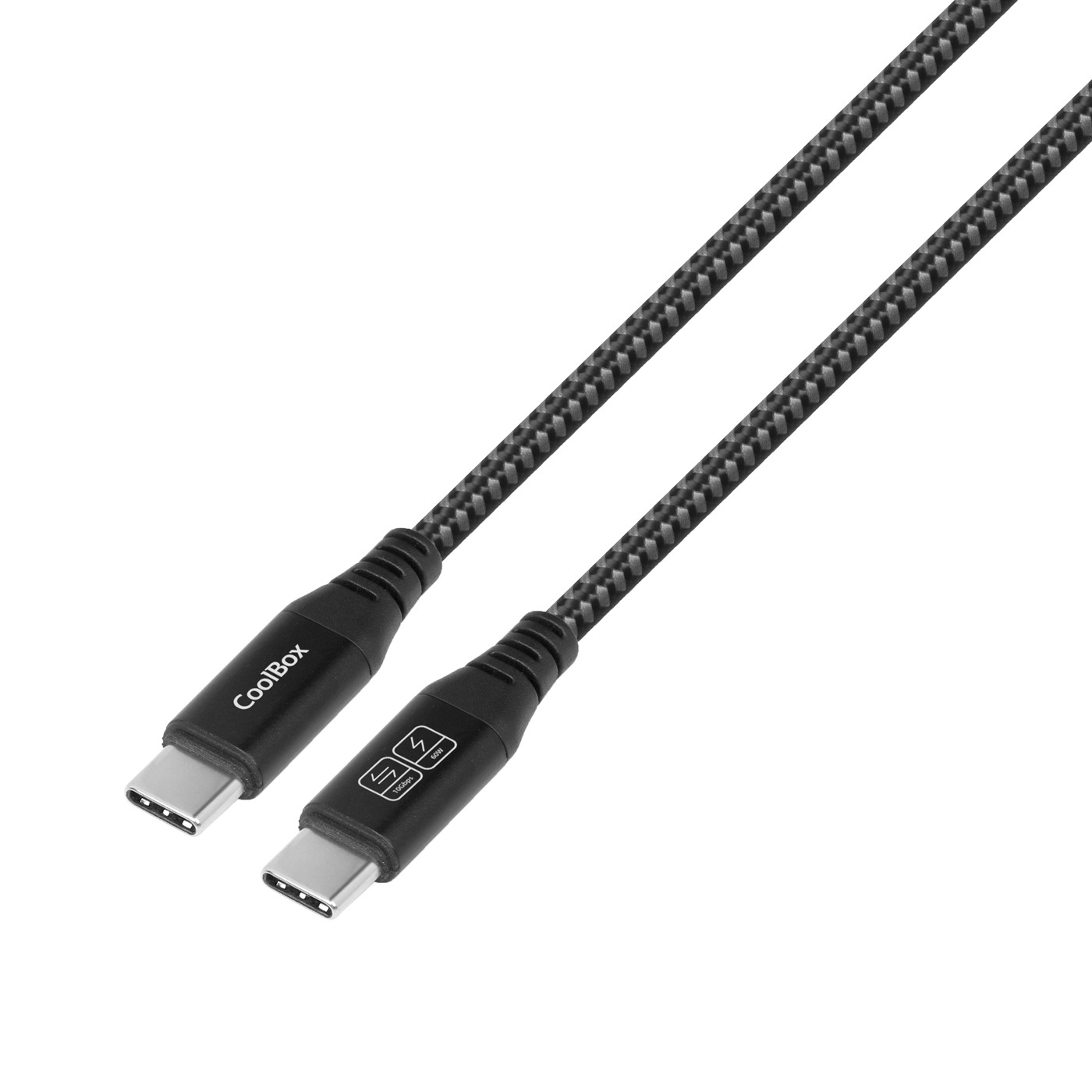 CABLE TRENZADO USB-C/USB-C 3.2 GEN2 DATOS 10GBPS + CARGA RAPIDA 60W ALUMINIO