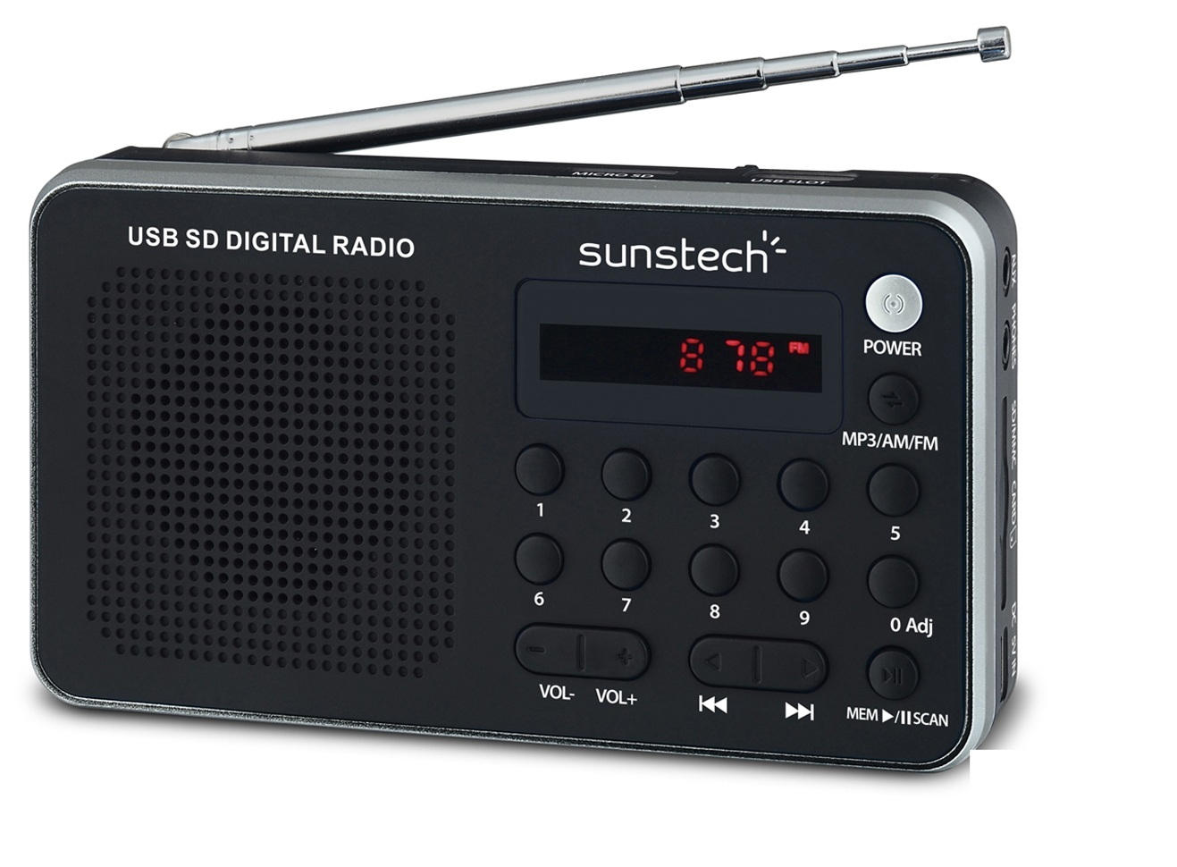 Portable digital AM/FM radio silver Portátil Analógica Negro, Plata