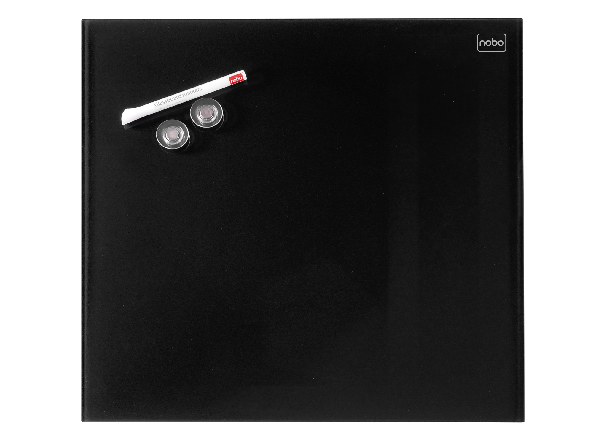 Pizarra de cristal Diamond magnética color negro 300x300 mm en embalaje para retail