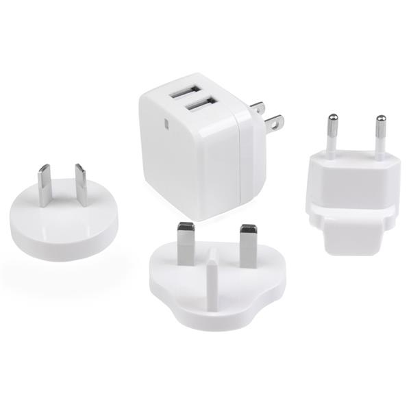 Cargador de Pared USB de 2 Puertos para Tablets Smartphones - Cargador Blanco de Alta Potencia para Viajes