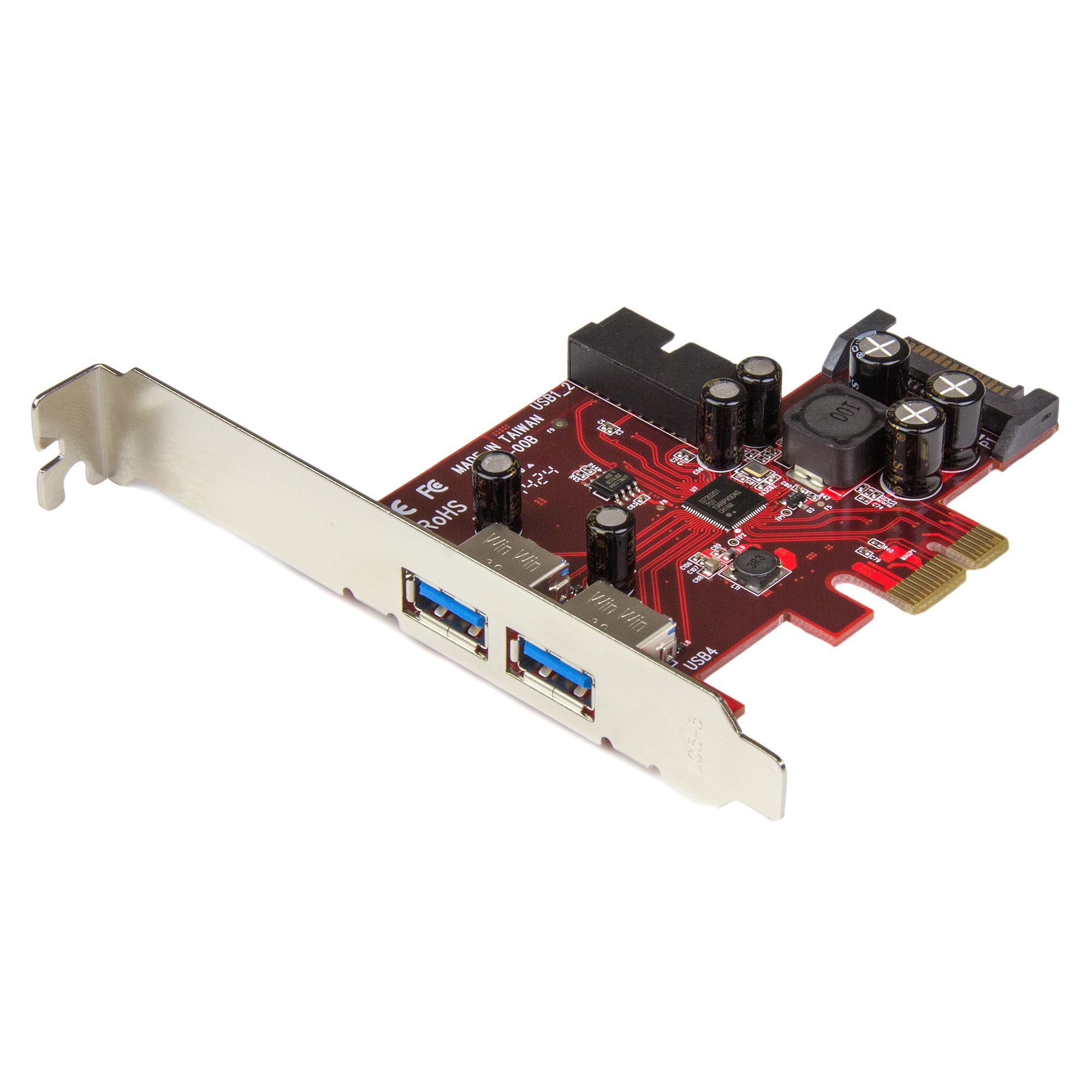 Tarjeta PCI Express de 4 Puertos USB 3.0 (5Gbps) - 2 Externos y 2 Internos - con Alimentación SATA - con Soporte para UASP - con 2 Conectores Internos IDC Tipo Placa Base