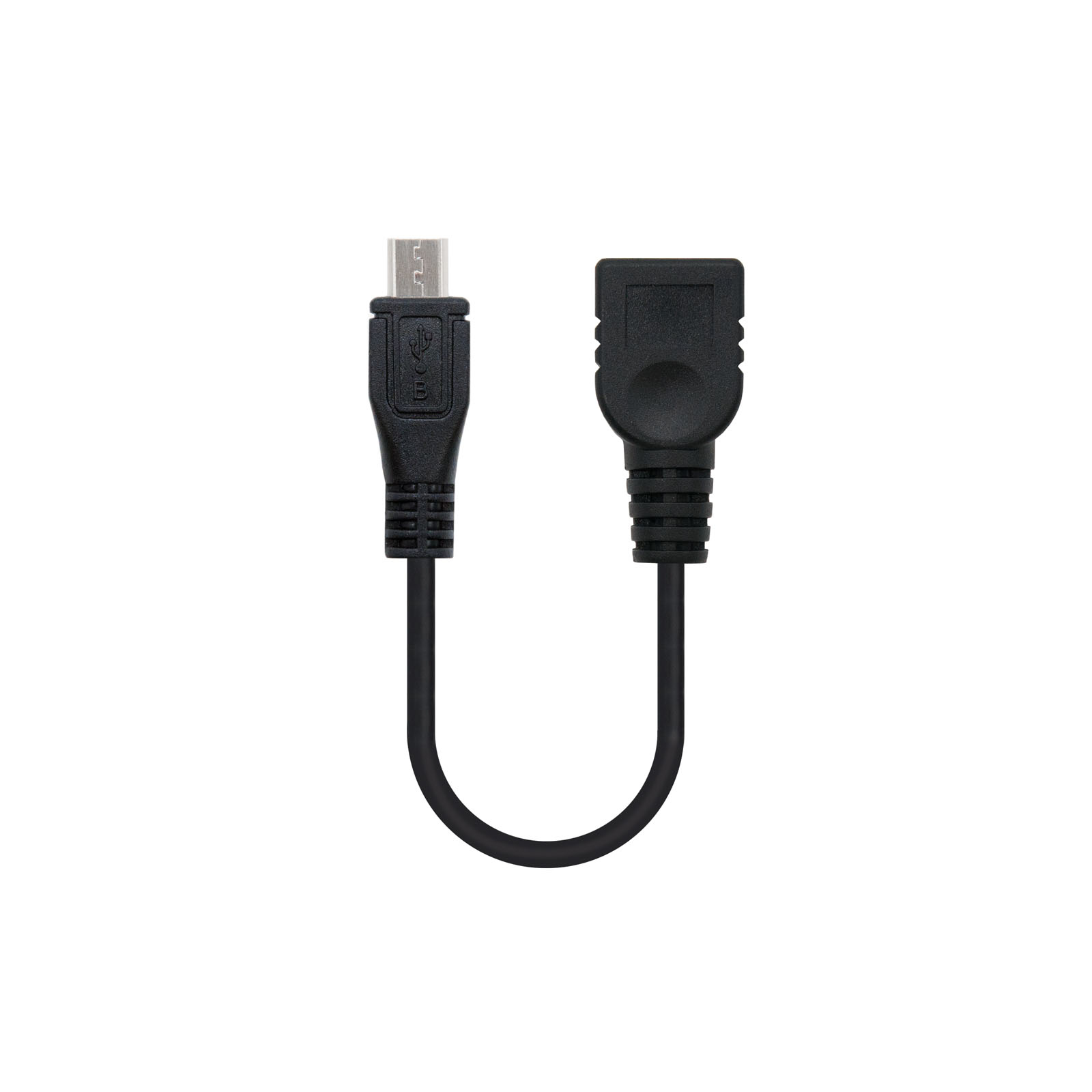 CABLE USB 2.0 OTG, TIPO MICRO B/M-A/H, NEGRO, 15 CM