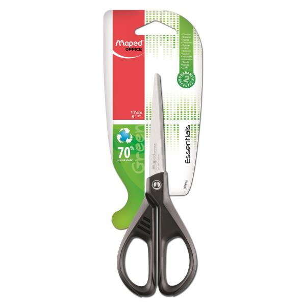 Essential Green Tijeras de oficina Corte recto Negro, Acero inoxidable