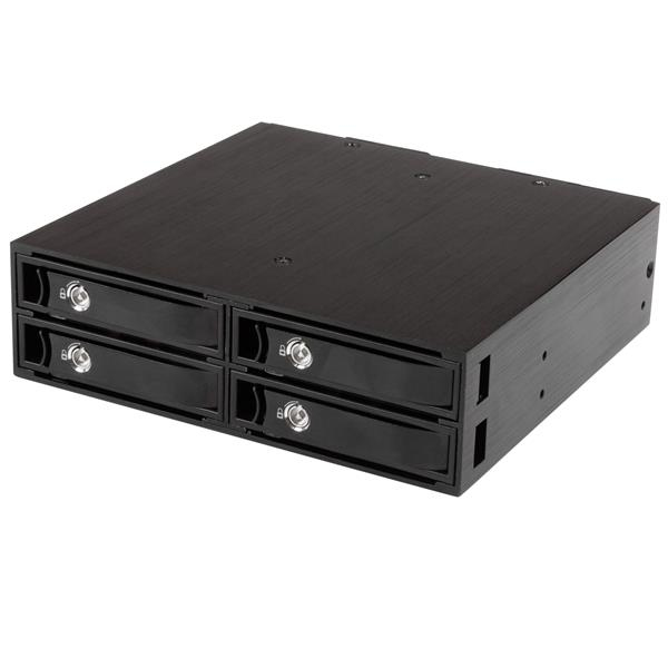 Backplane Rack Móvil de 4 Bahías para Unidades de Disco SATA/SAS de 2,5 Pulgadas - Intercambio en Caliente de SSDs o HDDs de 5 a 15mm - Compatible con SAS II y SATA III