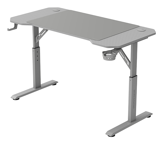 MGD-ERGO120, Mesa Altura Ajustable 3 Posiciones, Superficie Ergonómica, Estructura Metálica, Alfombrilla XXL, Soporte Auriculares y Bebida, Gestión Cableado, Mesa Gaming 120x60cm, Blanco