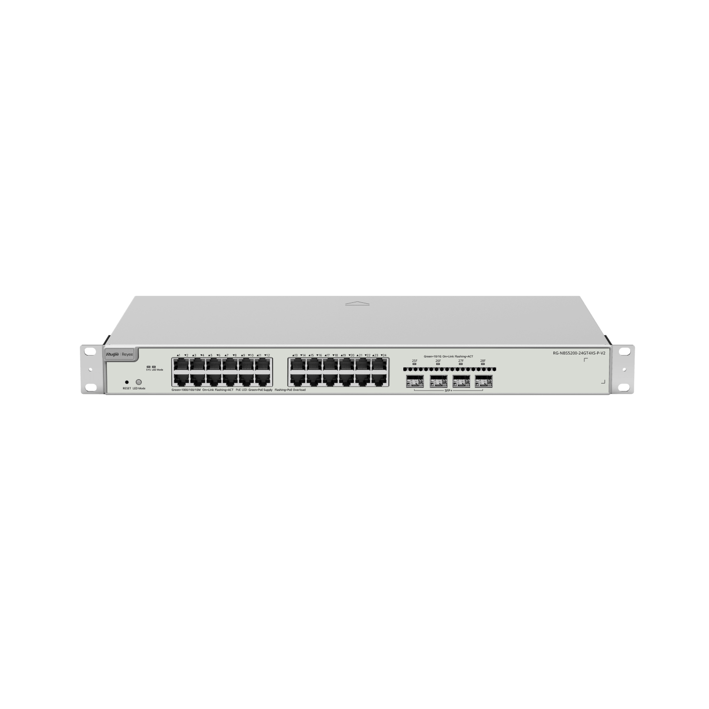 RG-NBS5200-24GT4XS-P-V2 switch Gestionado L3 Gigabit Ethernet (10/100/1000) Energía sobre Ethernet (PoE) 1U Gris