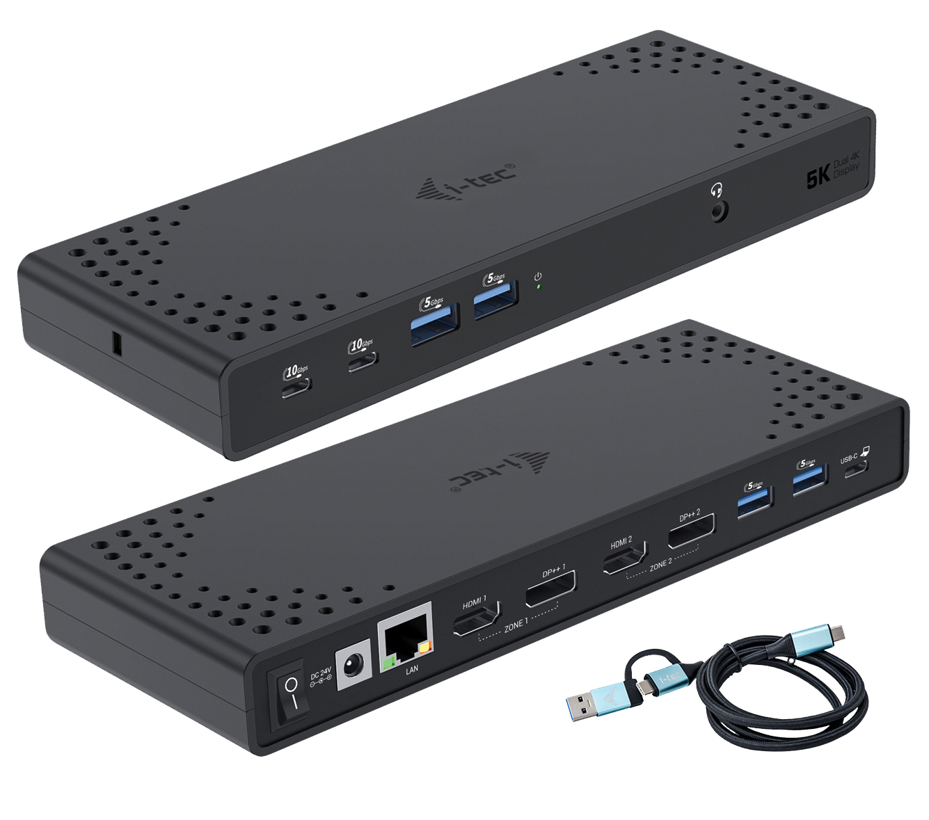 USB 3.0 / USB-C / Thunderbolt 3 Dual Display Docking Station Gen2 + Power Delivery 100W
