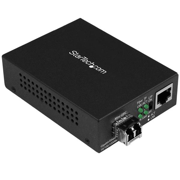Conversor de Medios de Fibra LC Multimodo Para Redes 10/100/1000Mbps - Gigabit Ethernet a Fibra LC - Transceptor SFP Incluido - 850nm, 550m - TAA