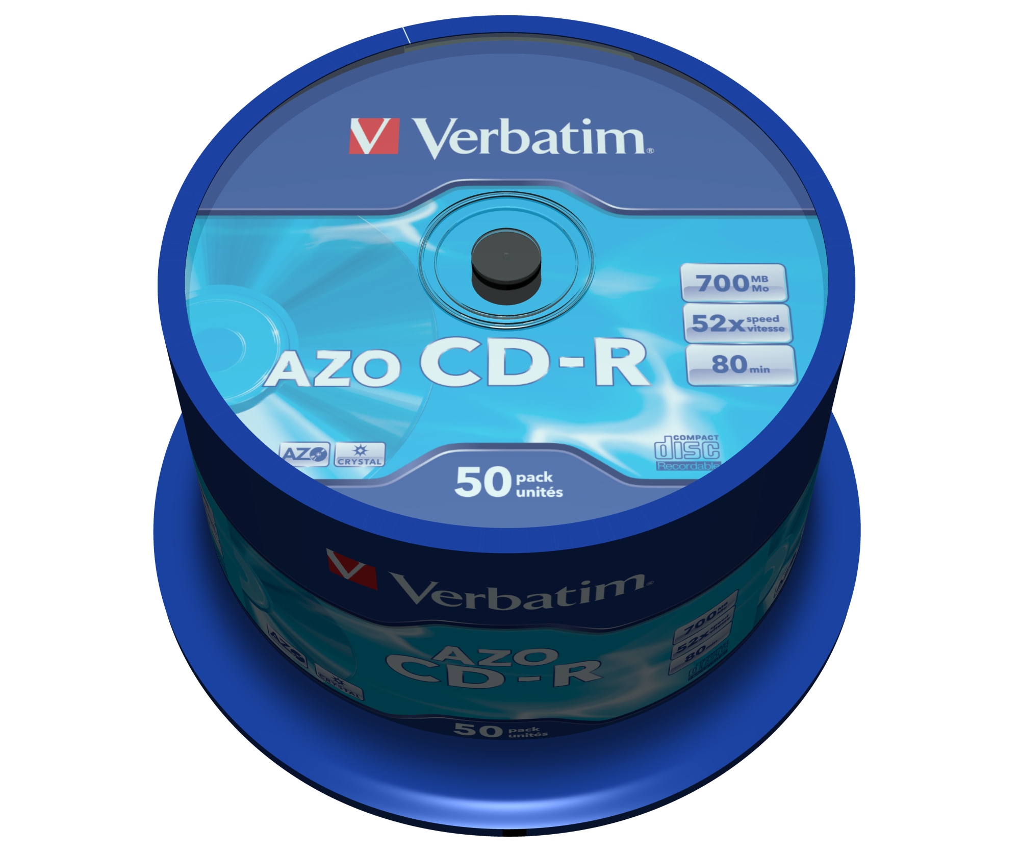 CD-R AZO Crystal 700 MB 52x 50 pieza(s)