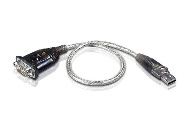 UC232A cable de serie Negro, Acero inoxidable, Transparente 0,35 m USB tipo A DB-9