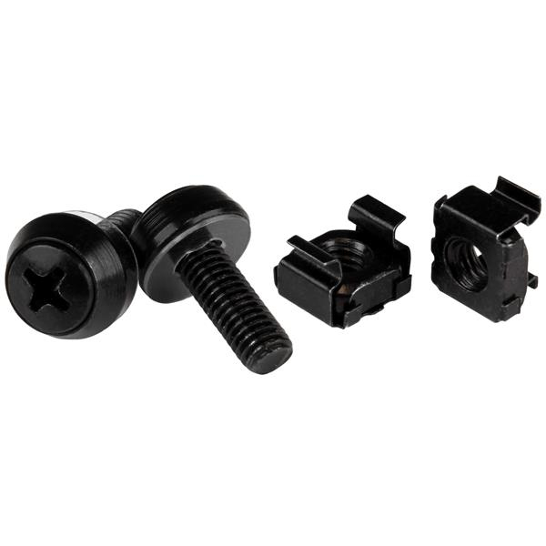 Paquete de 100 Tornillos M6 12mm, Tuercas de Jaula Cuadradas y Herramienta de Instalación - Kit de Montaje de Hardware Para Rack de Servidores 19" o 10", Armarios y Racks - Negro - TAA