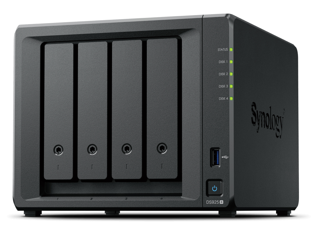 DiskStation DS925+ servidor de almacenamiento NAS Ryzen Embedded V1500B 4 GB DDR4 0 TB Negro