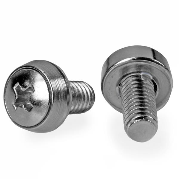 Paquete de 100 Tornillos M6 de 12 mm - Montaje en Racks y Armarios de Servidores de 19" o 10" - Plata - TAA