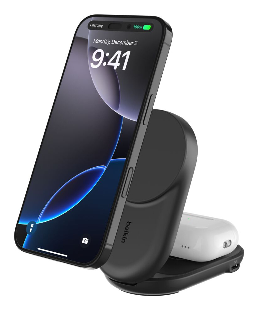 Qi2 Fitness tracker, Auriculares, Smartphone, Reloj inteligente Negro USB Cargador inalámbrico Carga rápida Interior