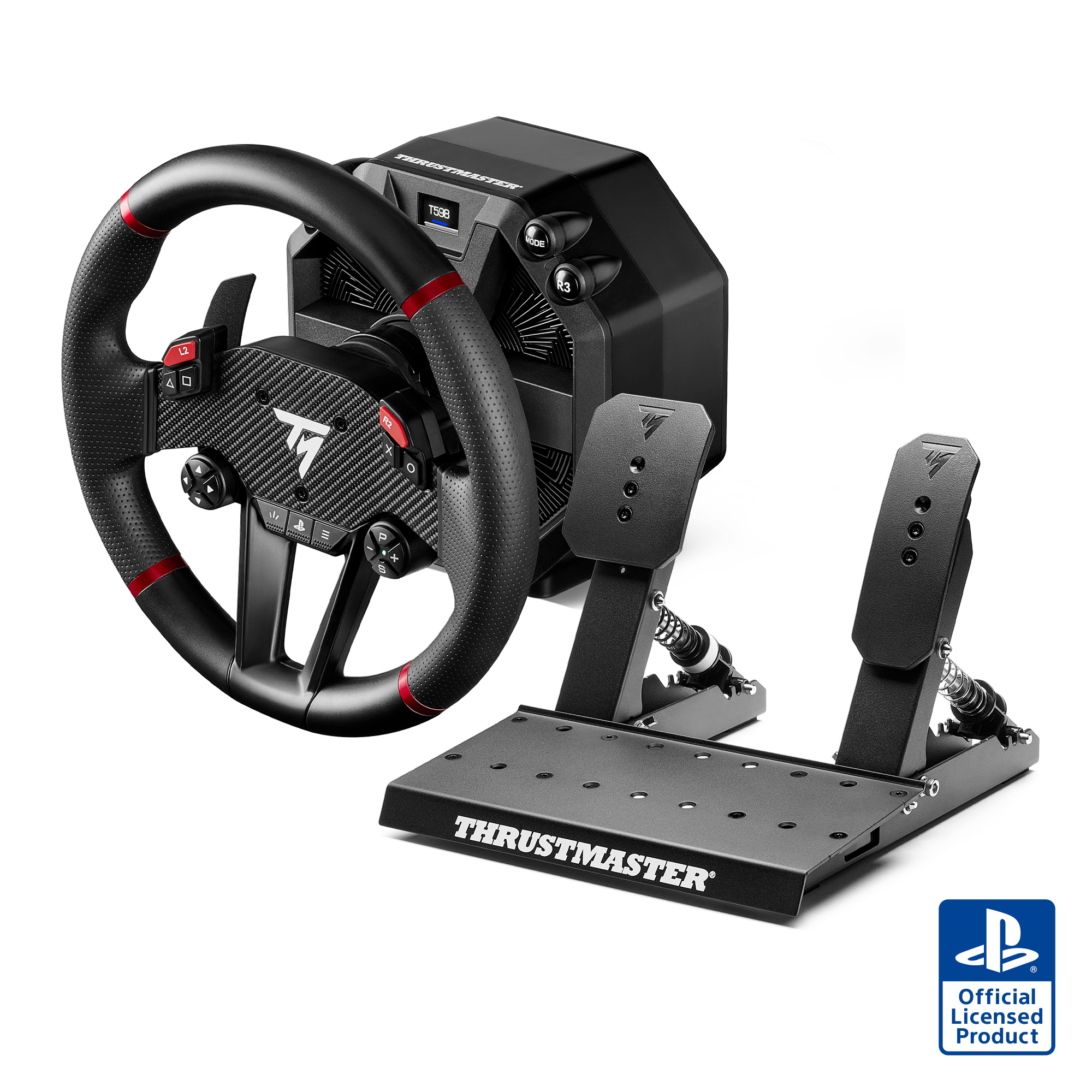 T598-P Negro, Rojo USB Volante + Pedales Analógico/Digital PC, PlayStation 4, PlayStation 5
