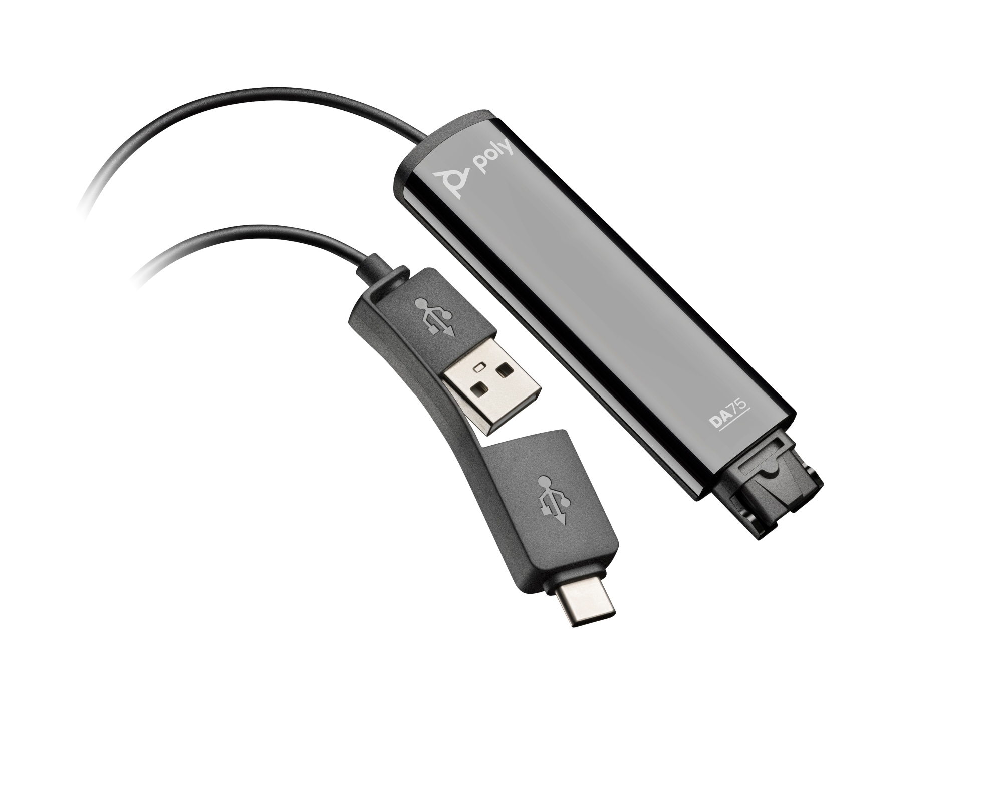 Adaptador negro Poly DA75 USB a QD compatible con TAA