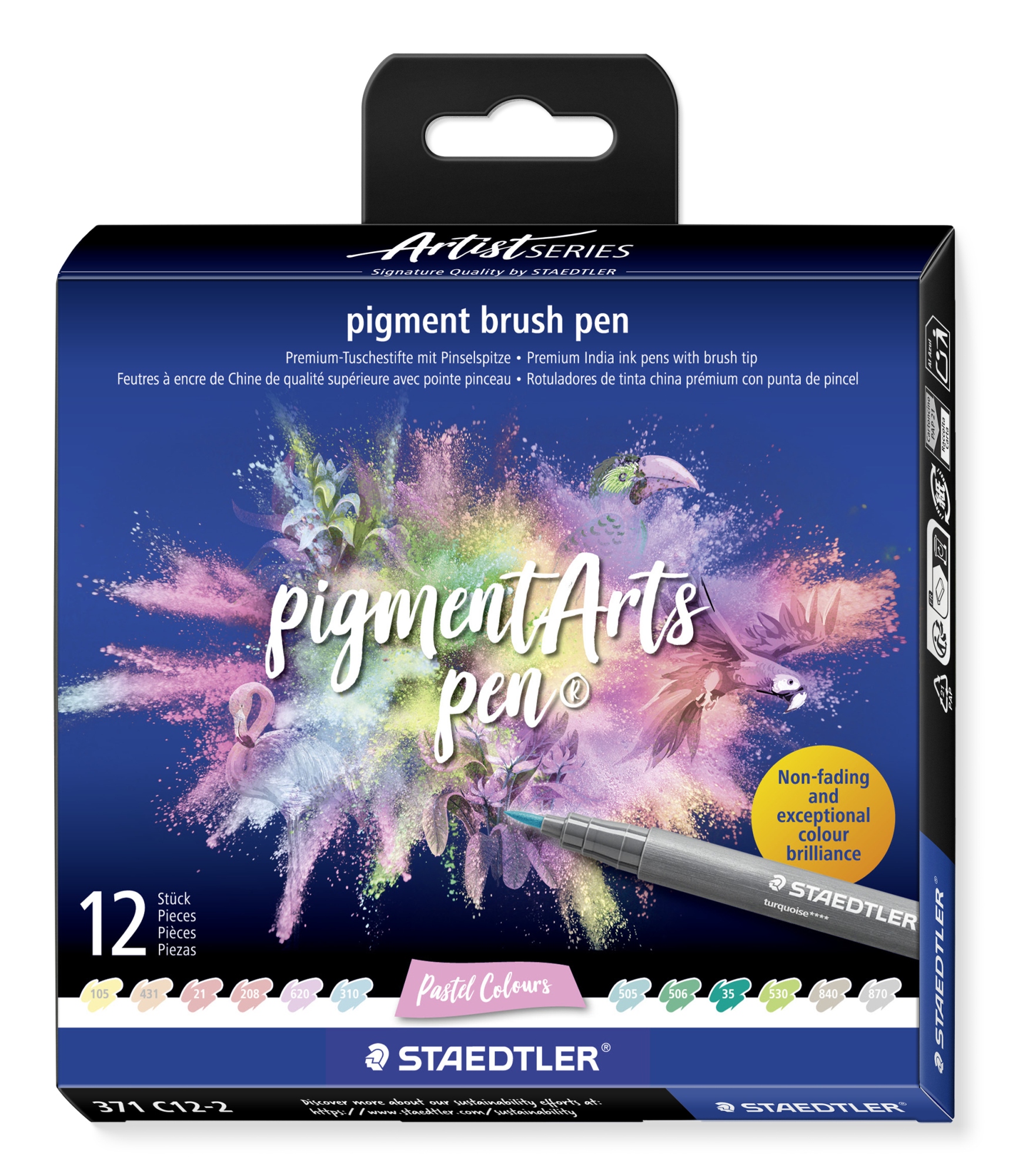Pigment Arts Brush Pen Pastel Colors rotulador Multicolor 12 pieza(s)