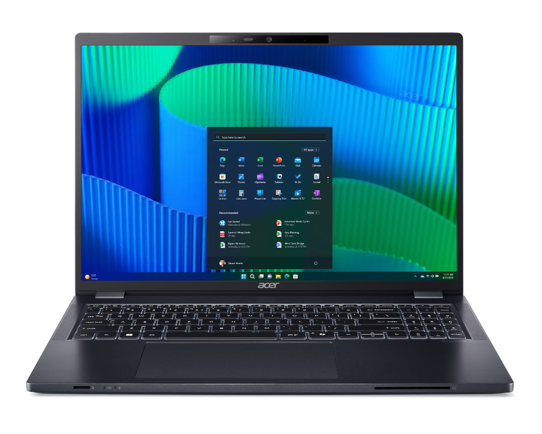 TravelMate P4 TMP416-53-TCO-533E Intel Core Ultra 5 125U Portátil 40,6 cm (16") WUXGA 16 GB DDR5-SDRAM 512 GB SSD Wi-Fi 6 (802.11ax) Windows 11 Pro Azul