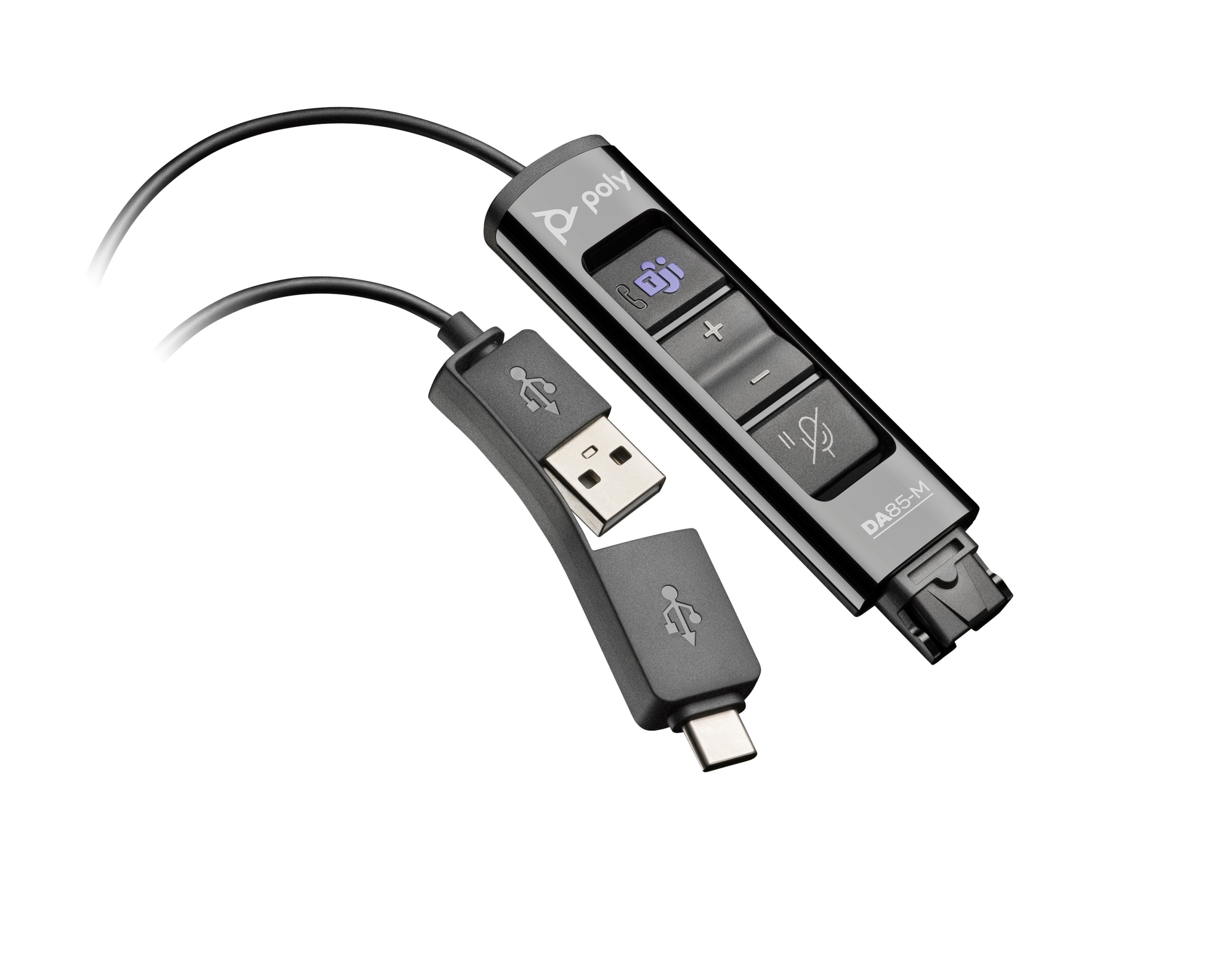 Adaptador negro Poly DA85-M USB a QD compatible con TAA