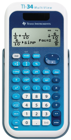 TI-34 calculadora Bolsillo Calculadora científica Azul, Blanco