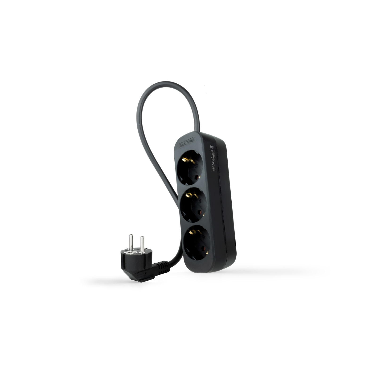 Regleta de Enchufes con 3 Tomas, 1.4 m, Negro