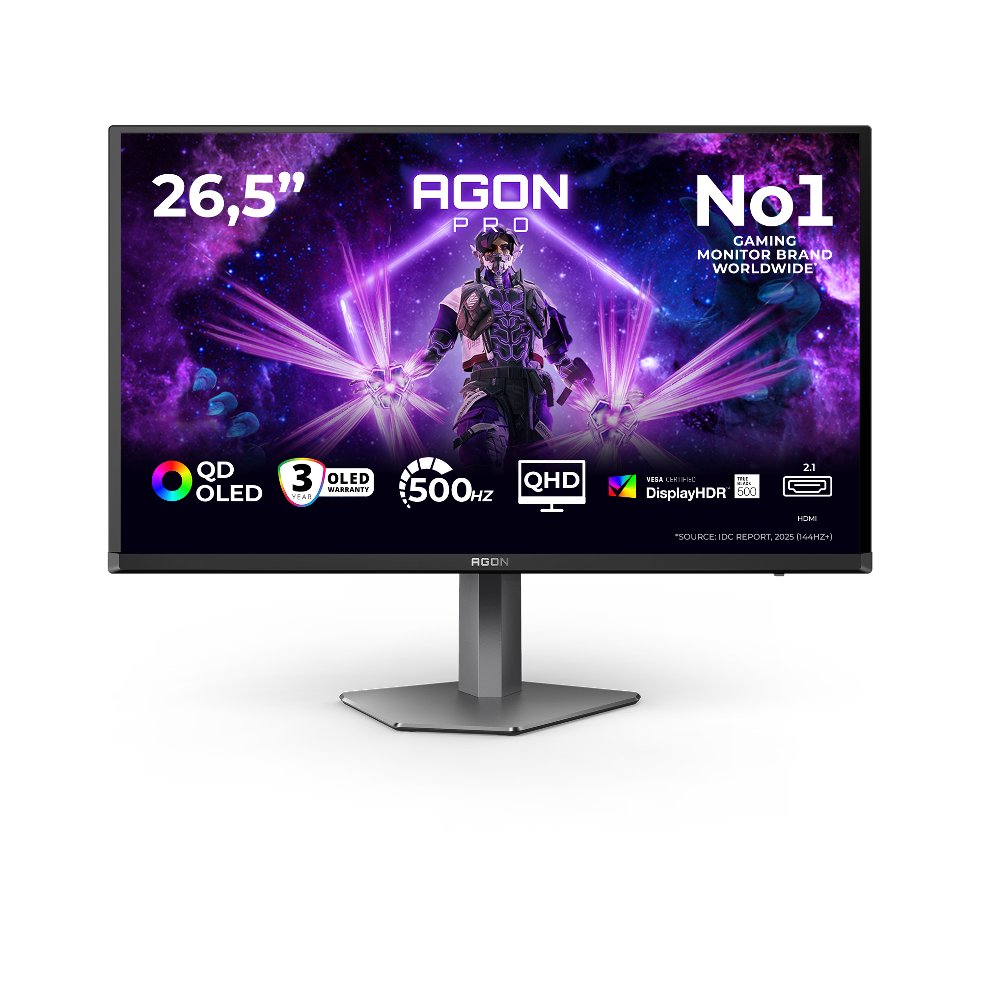 AGON PRO AG276QKD2 pantalla para PC 67,3 cm (26.5") 2560 x 1440 Pixeles Quad HD QD-OLED Negro, Gris