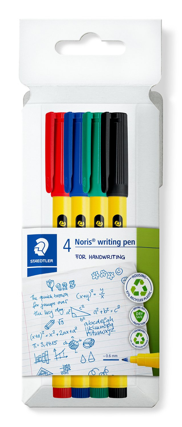 Noris writing pen 307 rotulador de punta fina Negro, Azul, Verde, Rojo 4 pieza(s)