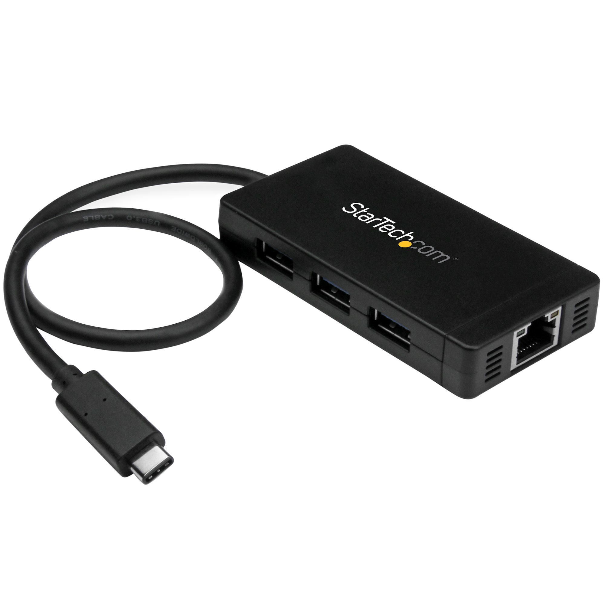 Concentrador USB 3.0 de 3 Puertos con USB-C y Ethernet Gigabit - 5Gbps - Con Adaptador de Alimentación