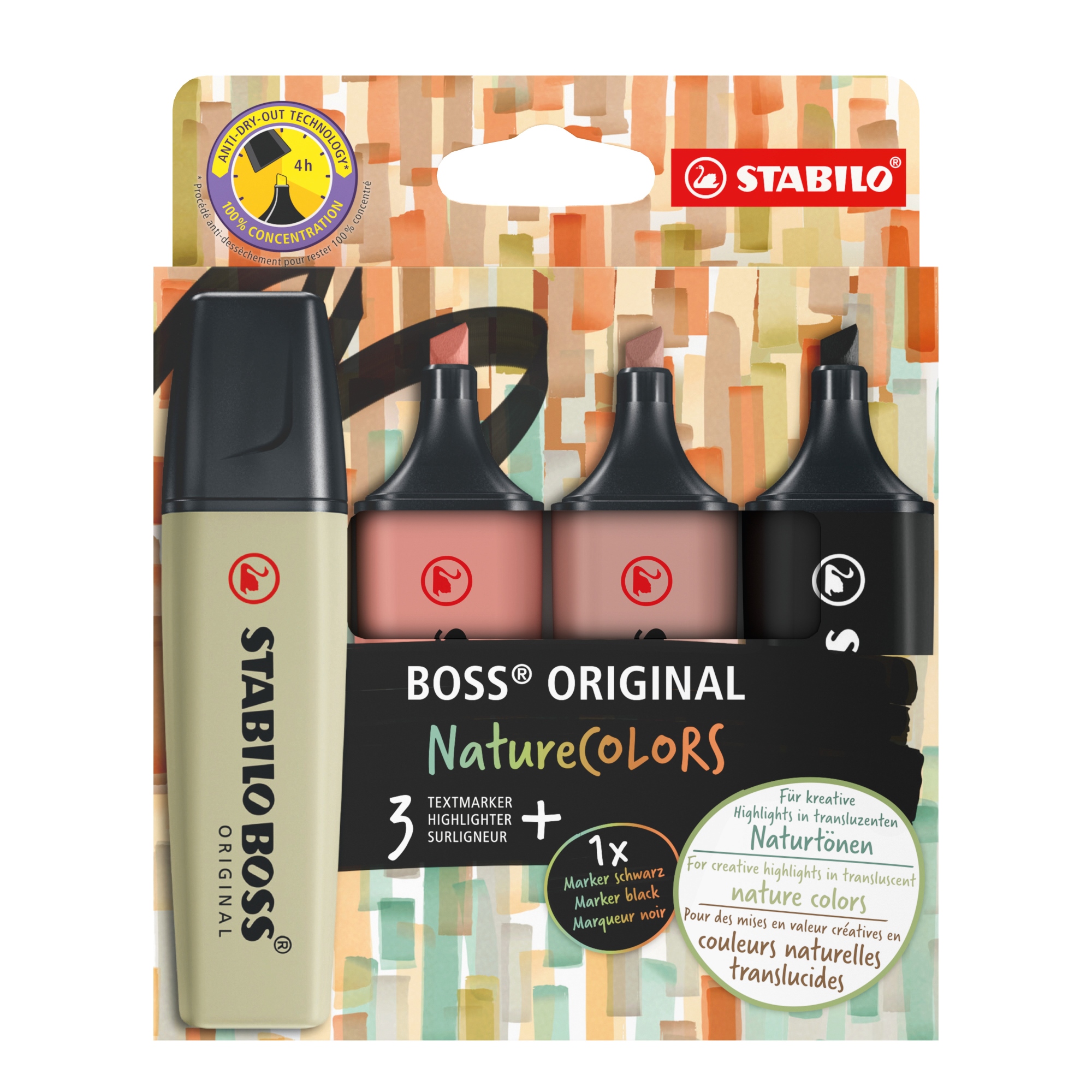 BOSS ORIGINAL NatureColors marcador 4 pieza(s) Punta de cincel Negro, Bronce, Marrón, Verde