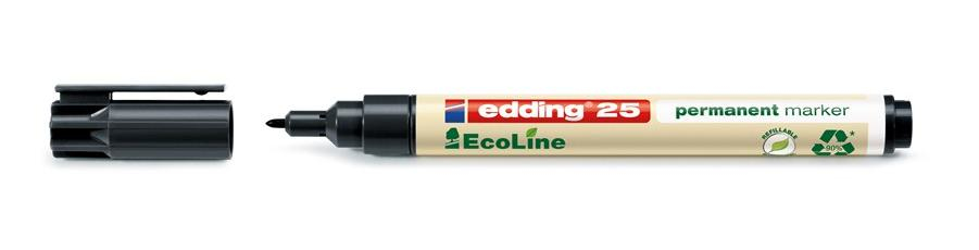 25 EcoLine marcador permanente Punta redonda Negro