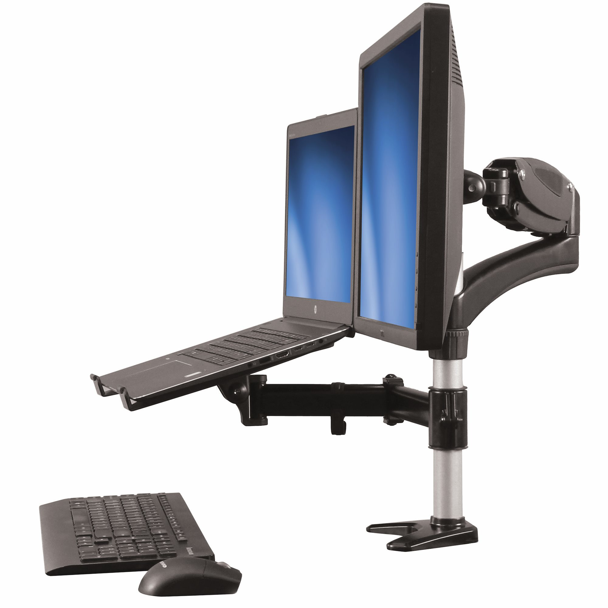 Brazo para un Monitor de hasta 27" (8Kg) - Base para Ordenador Portátil con Ajuste de Altura de un Toque