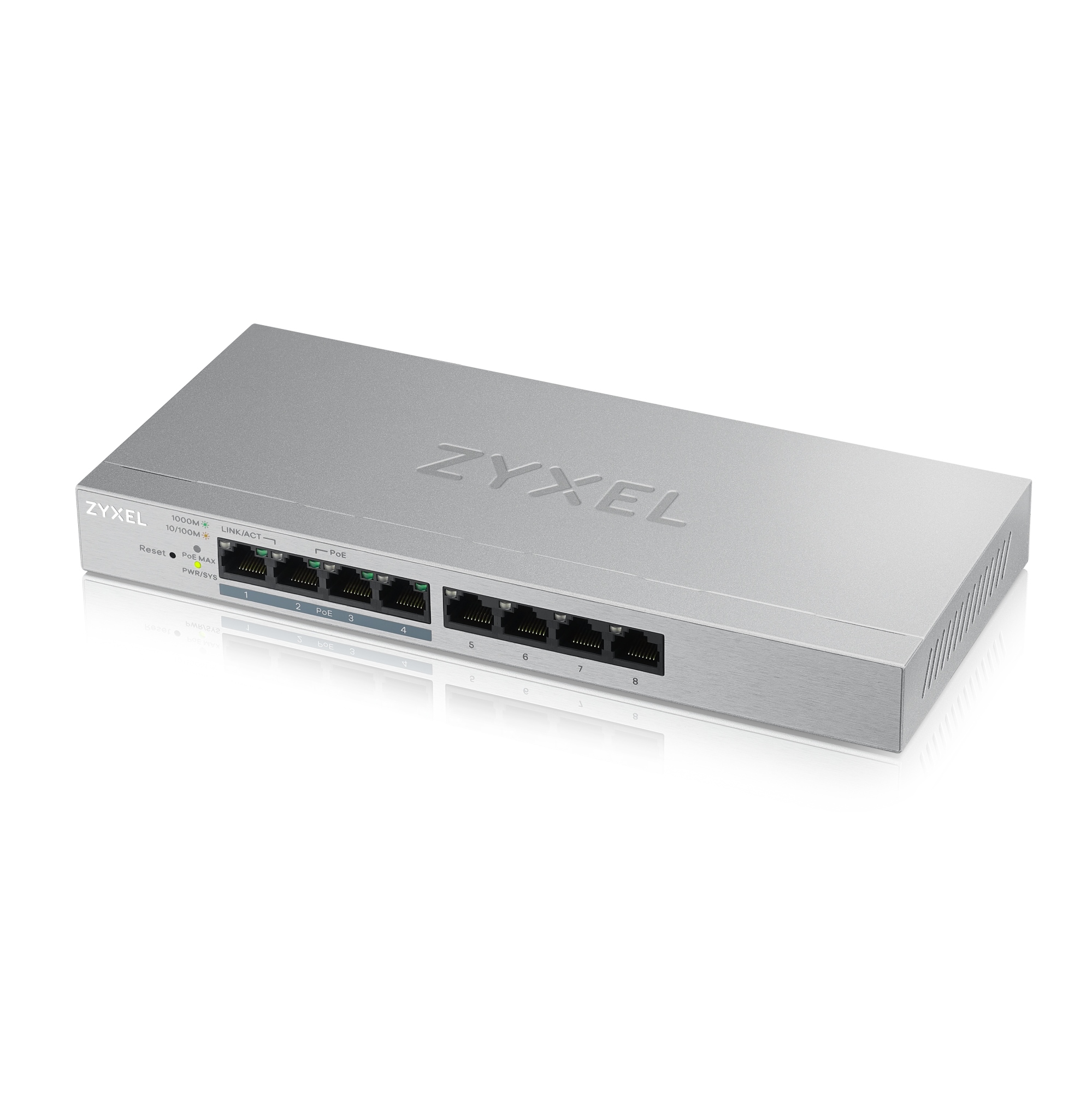 GS1200-8HP Gestionado L2 Gigabit Ethernet (10/100/1000) Energía sobre Ethernet (PoE) Gris
