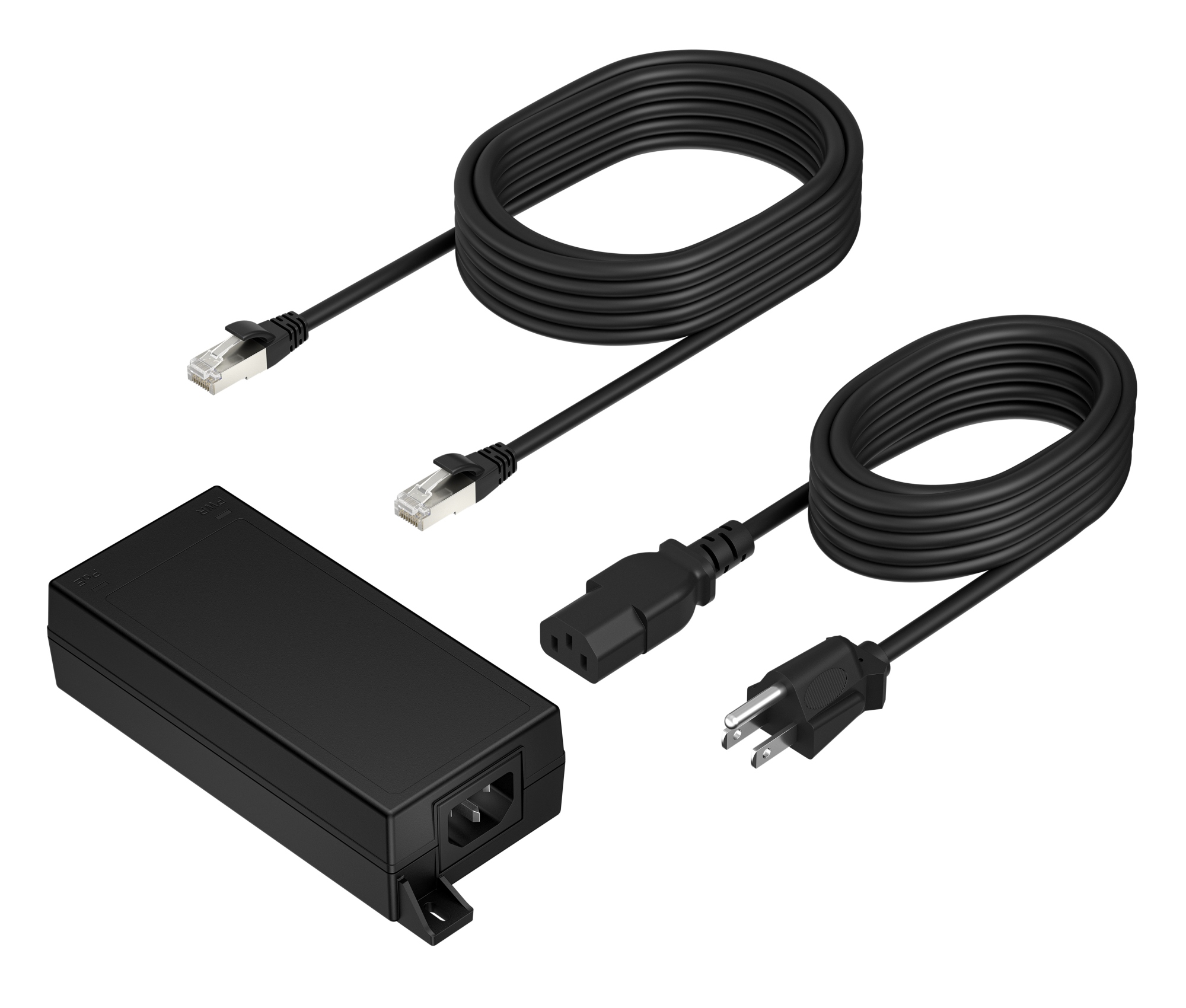 PoE++ 65W 2.5G Adapter with 3.66m CAT6A Cable and Power Cord Negro