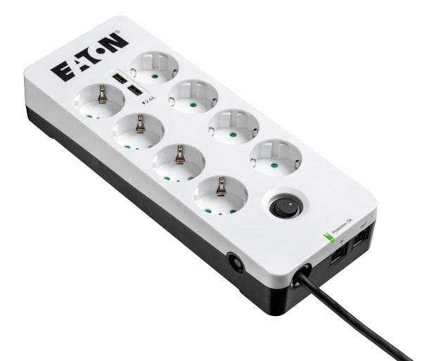 PB8TUD limitador de tensión Negro, Blanco 8 salidas AC 220 - 250 V 1,5 m