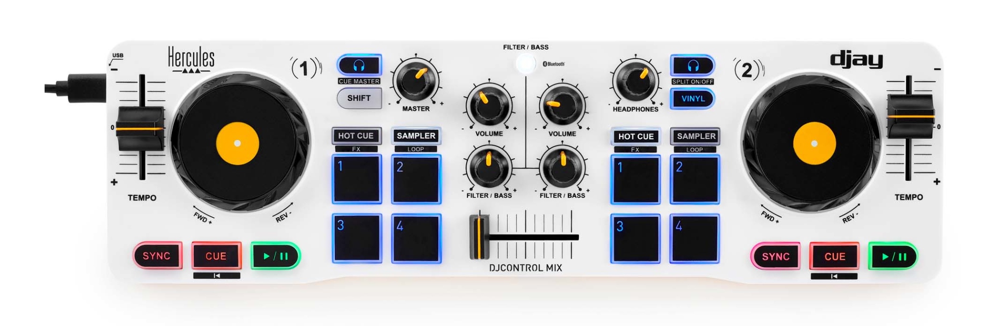 4780921 controlador dj 2 canales Negro, Blanco, Amarillo