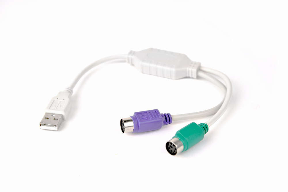 UAPS12 cable ps/2 0,3 m 2x 6-p Mini-DIN USB A Blanco