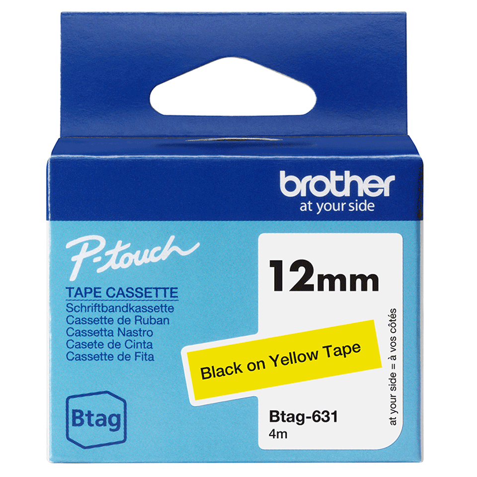 BTAG-631 cinta para impresora de etiquetas Negro sobre amarillo